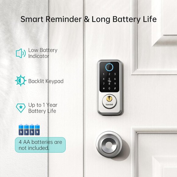 TWO Hornbill Keyless‎ Entry Door Lock Smart Deadbolt with Handlesets - Picture 9 of 12